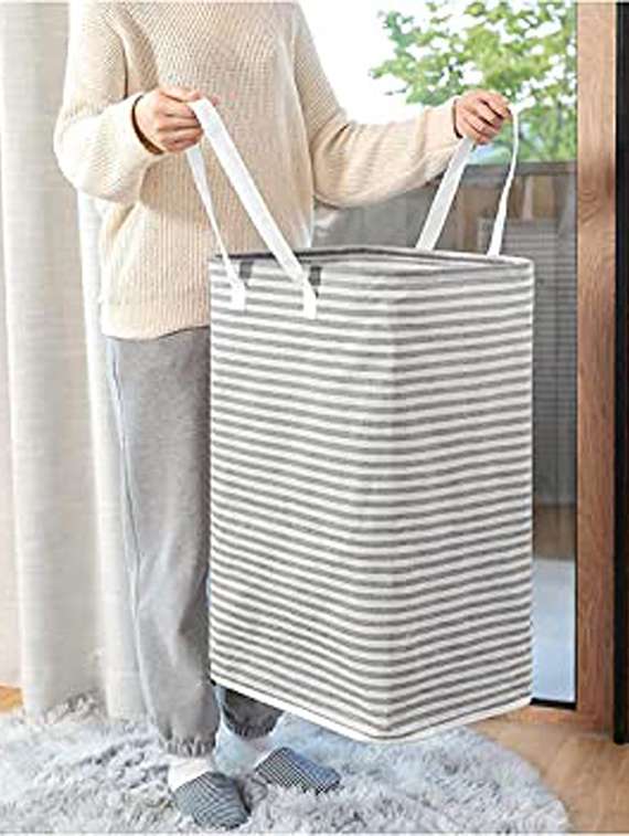 striped laundry storage basket - 18629115 -  Standard Image - 1