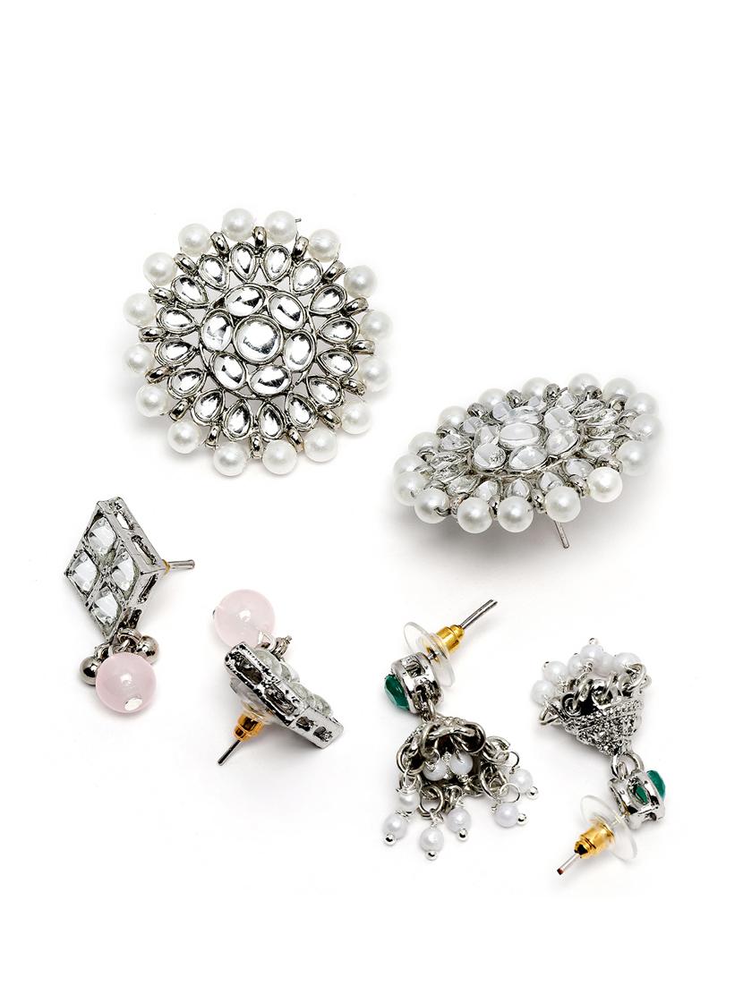set of 3 silver plated earring - 18632963 - Standard Image - 1
