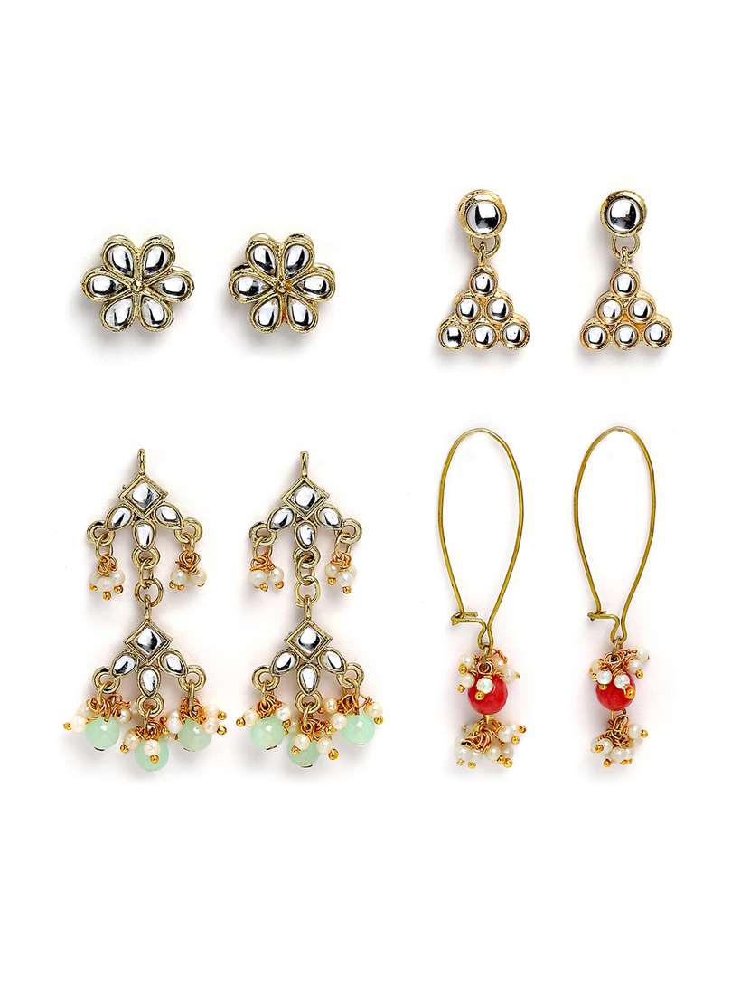 set of 4 gold plated earring