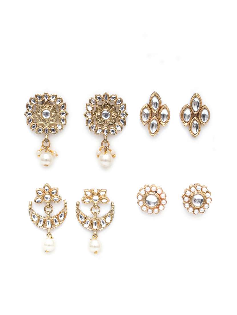 set of 4 gold plated earring