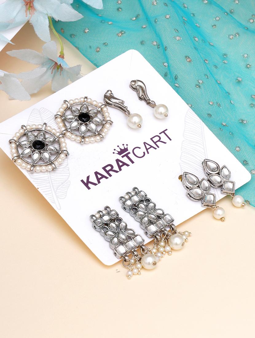 set of 3 silver plated earring - 18632984 - Standard Image - 1