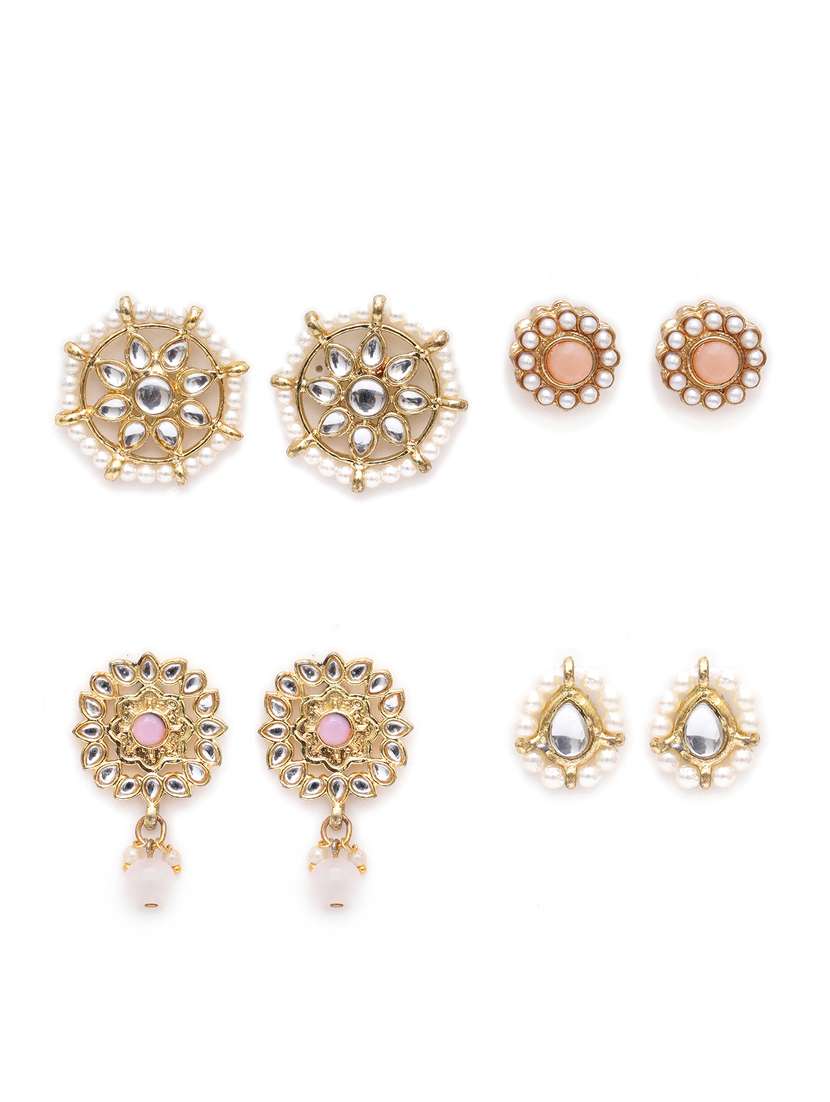 set of 4 gold plated earring