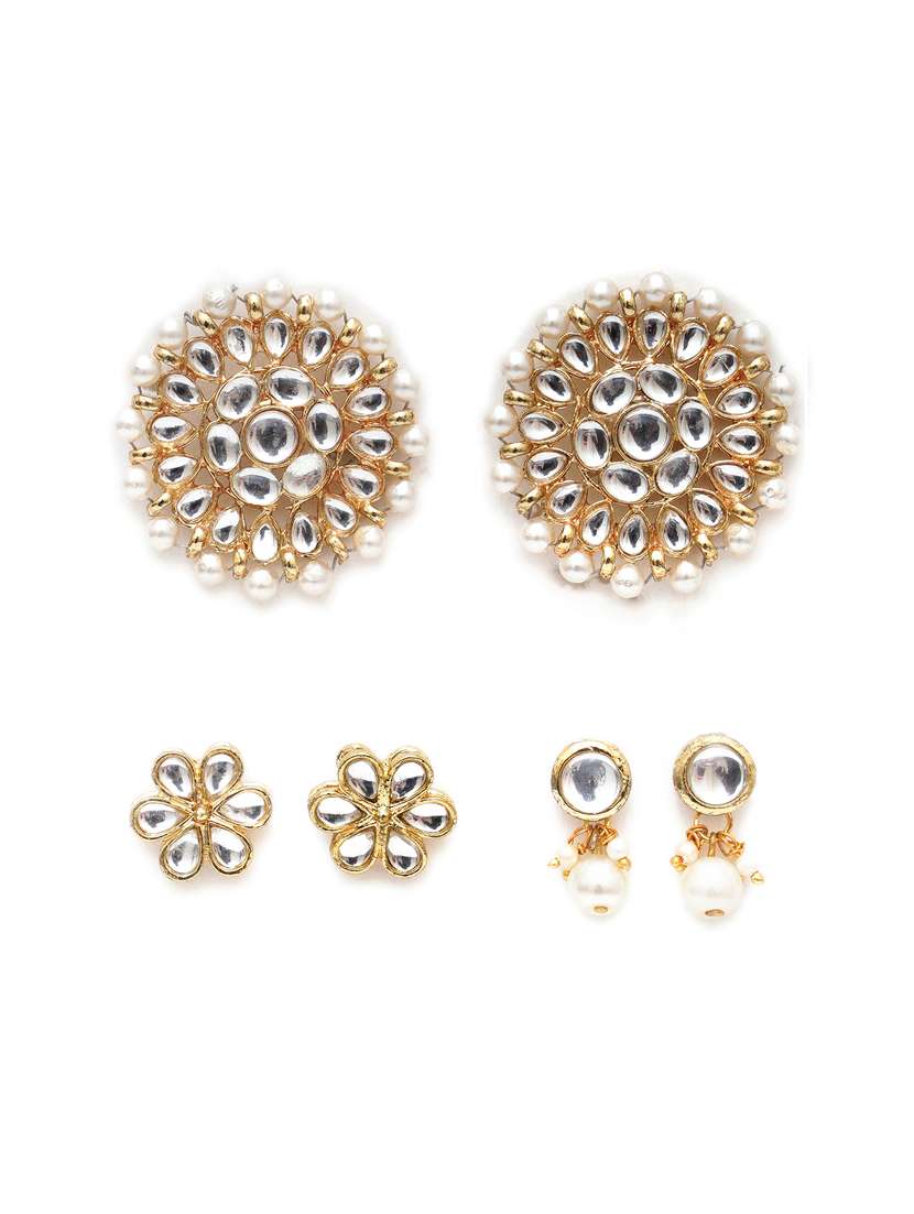 set of 3 gold plated earring