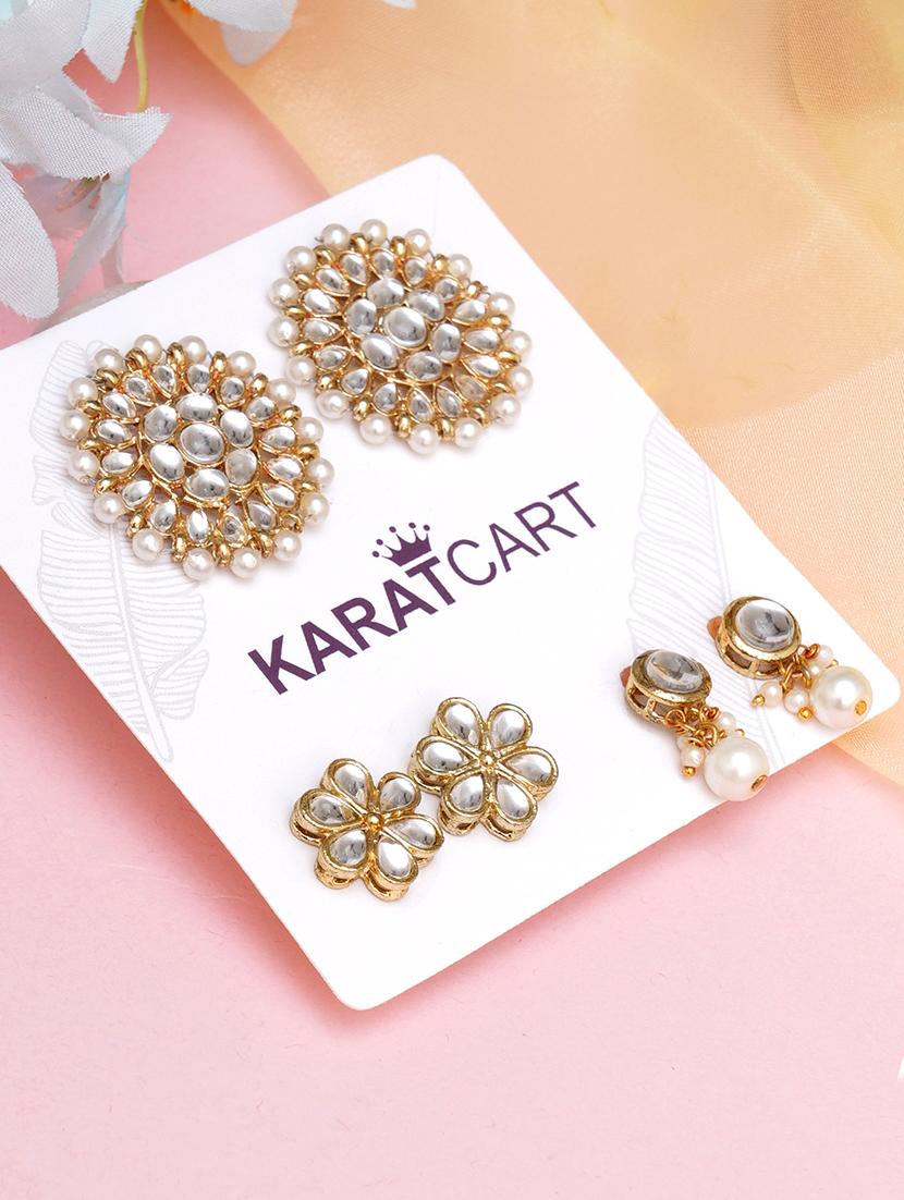set of 3 gold plated earring - 18632988 - Standard Image - 1