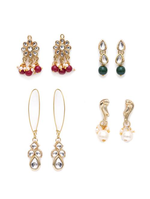 set of 4 gold plated earring - 18632990 - Standard Image - 0