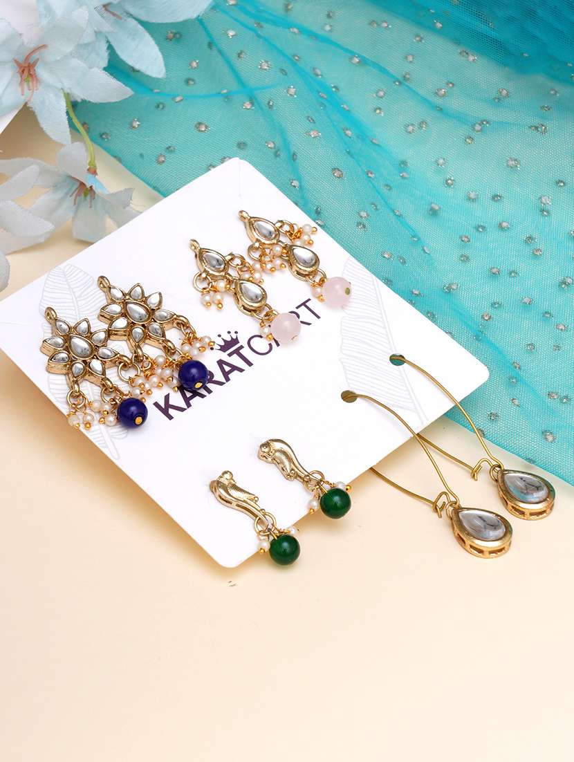 set of 4 gold plated earring - 18632995 -  Standard Image - 1