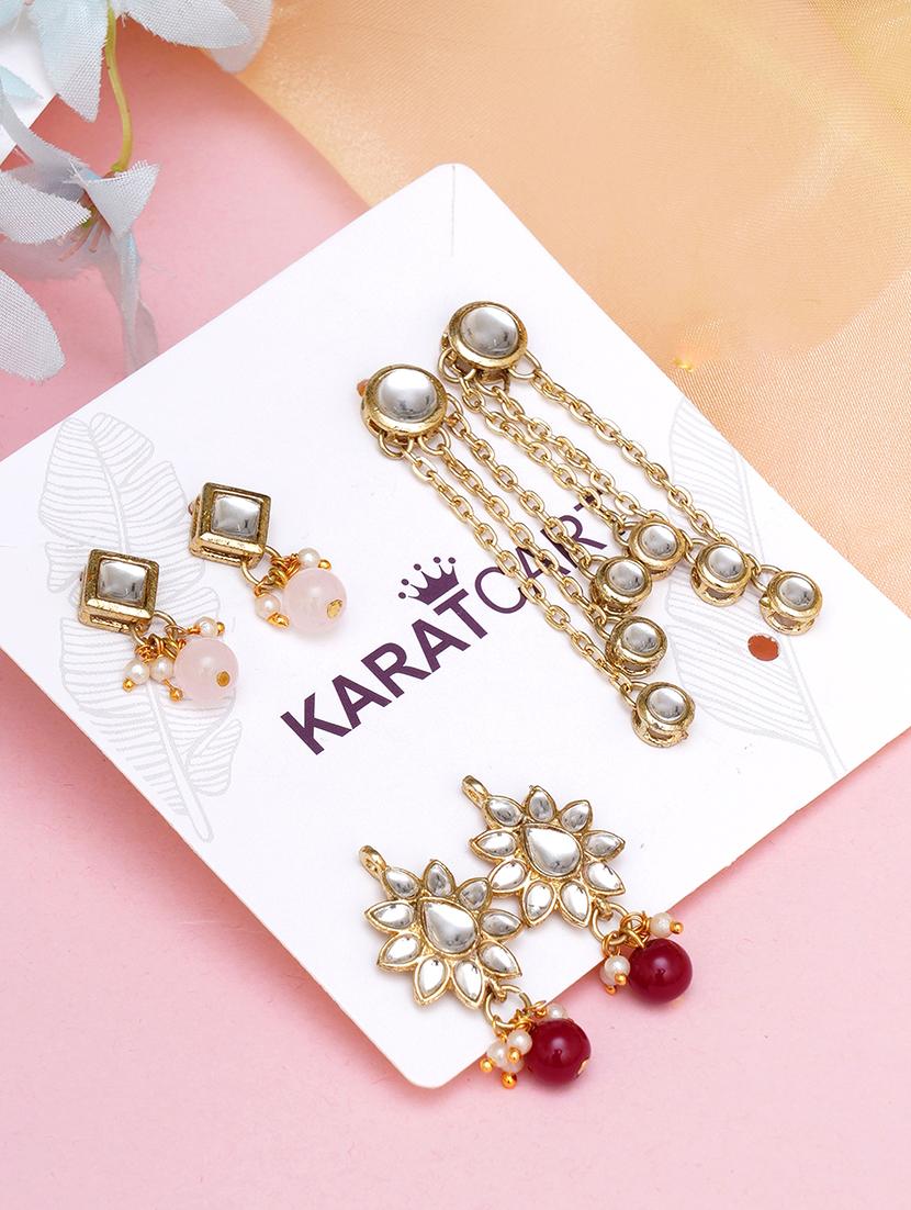 set of 3 gold plated earring - 18632996 - Standard Image - 1