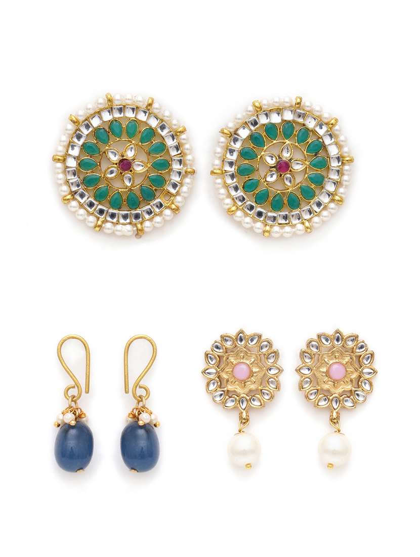 set of 3 gold plated earring