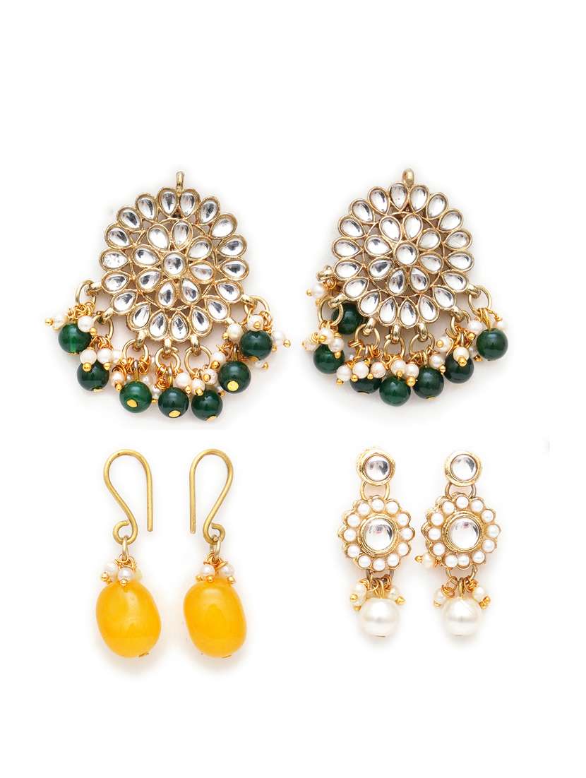 set of 3 gold plated earring