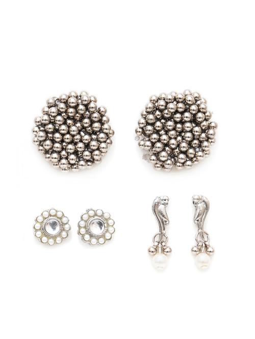 set of 3 silver plated earring - 18633005 - Standard Image - 0