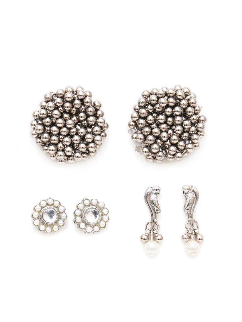 set of 3 silver plated earring - 18633005 - Zoom Image - 0