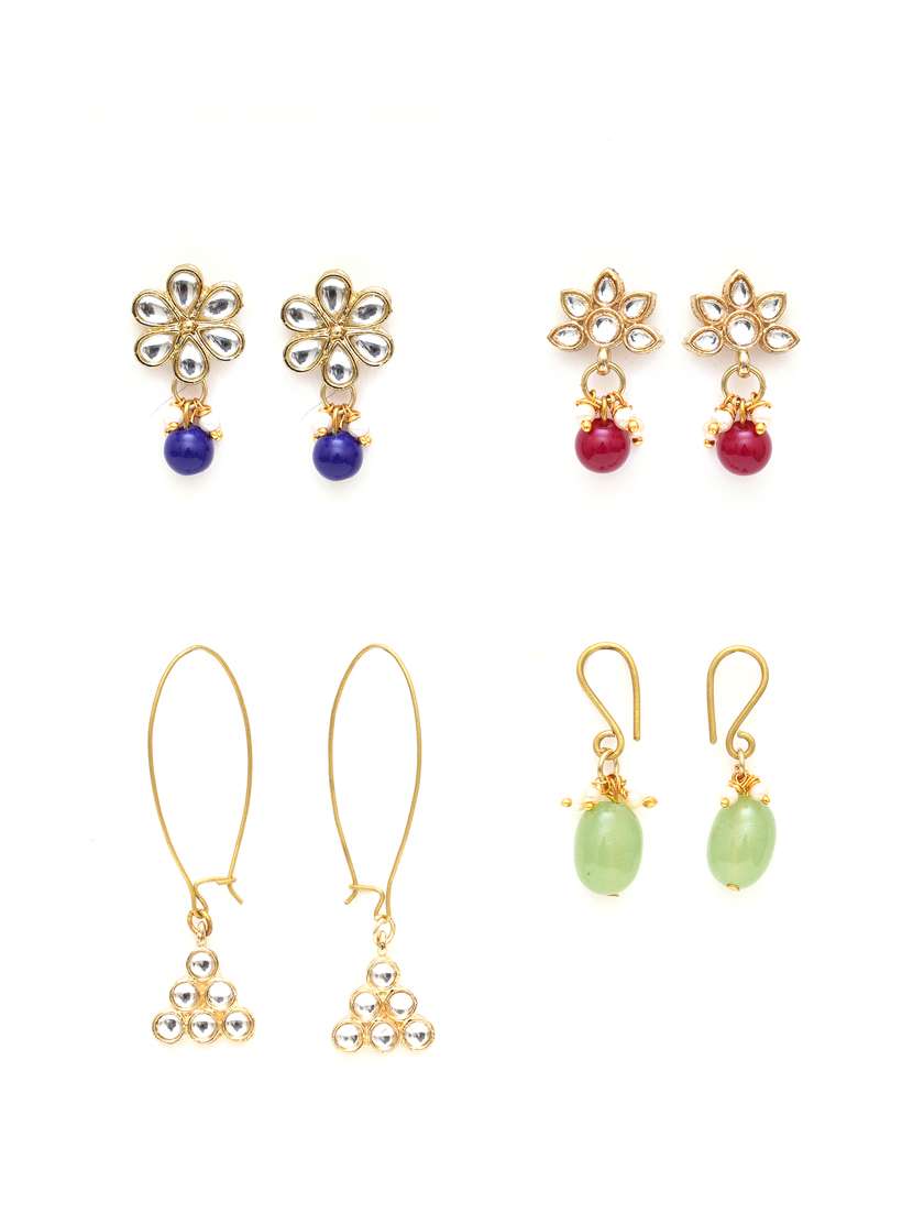 set of 4 gold plated earring