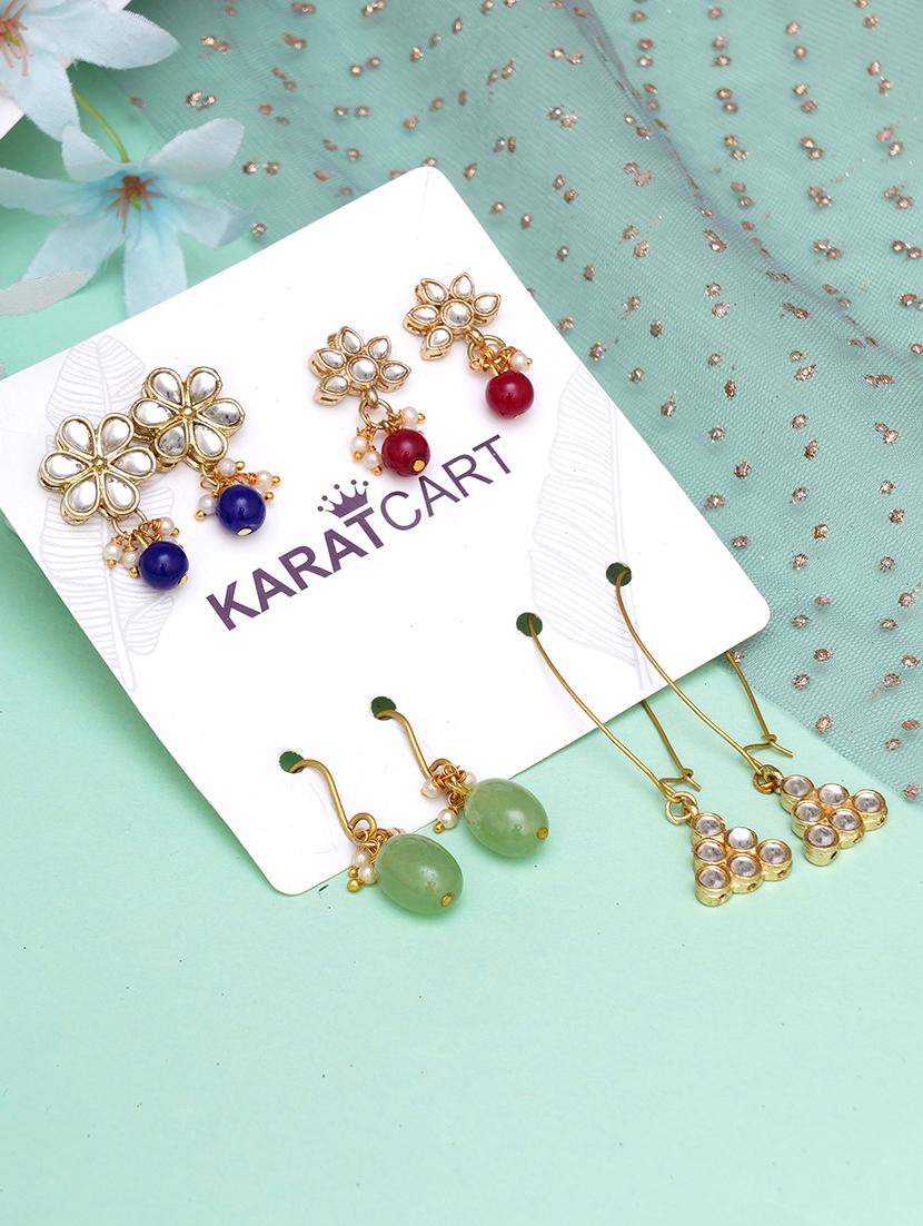 set of 4 gold plated earring - 18633007 - Standard Image - 1