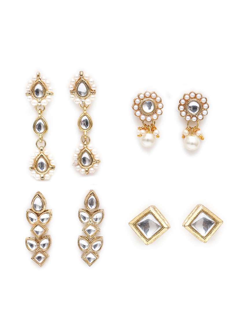 set of 4 gold plated earring