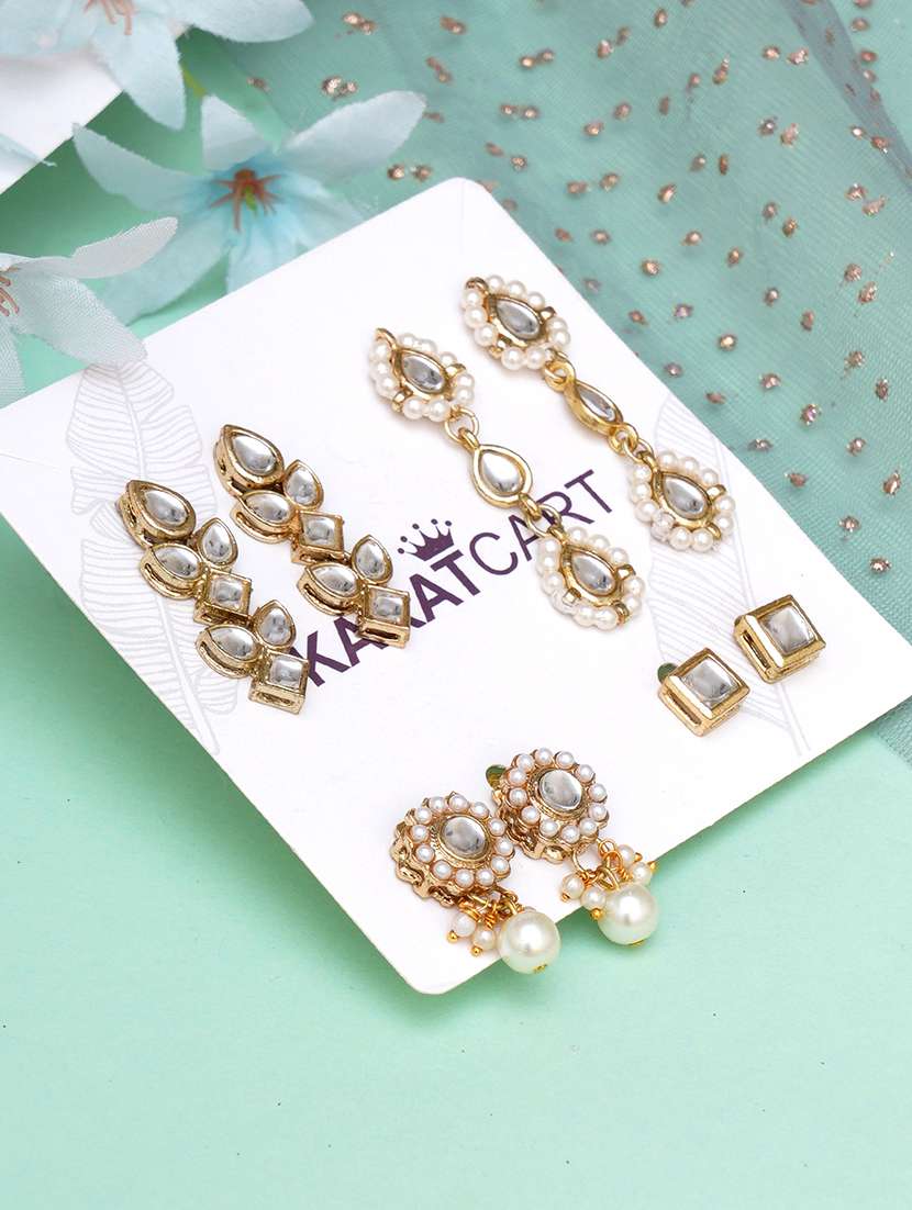 set of 4 gold plated earring - 18633015 -  Standard Image - 1