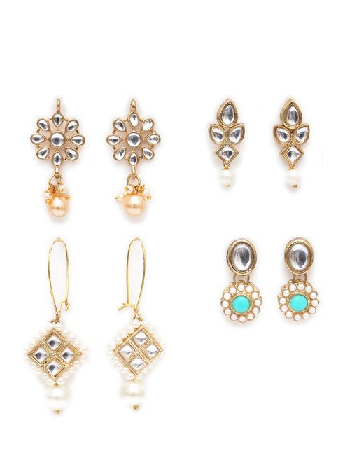 set of 4 gold plated earring - 18633017 - Standard Image - 0