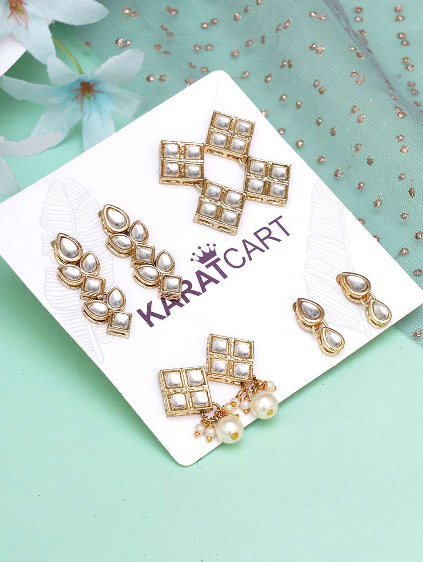 set of 4 gold plated earring - 18633021 -  Standard Image - 1