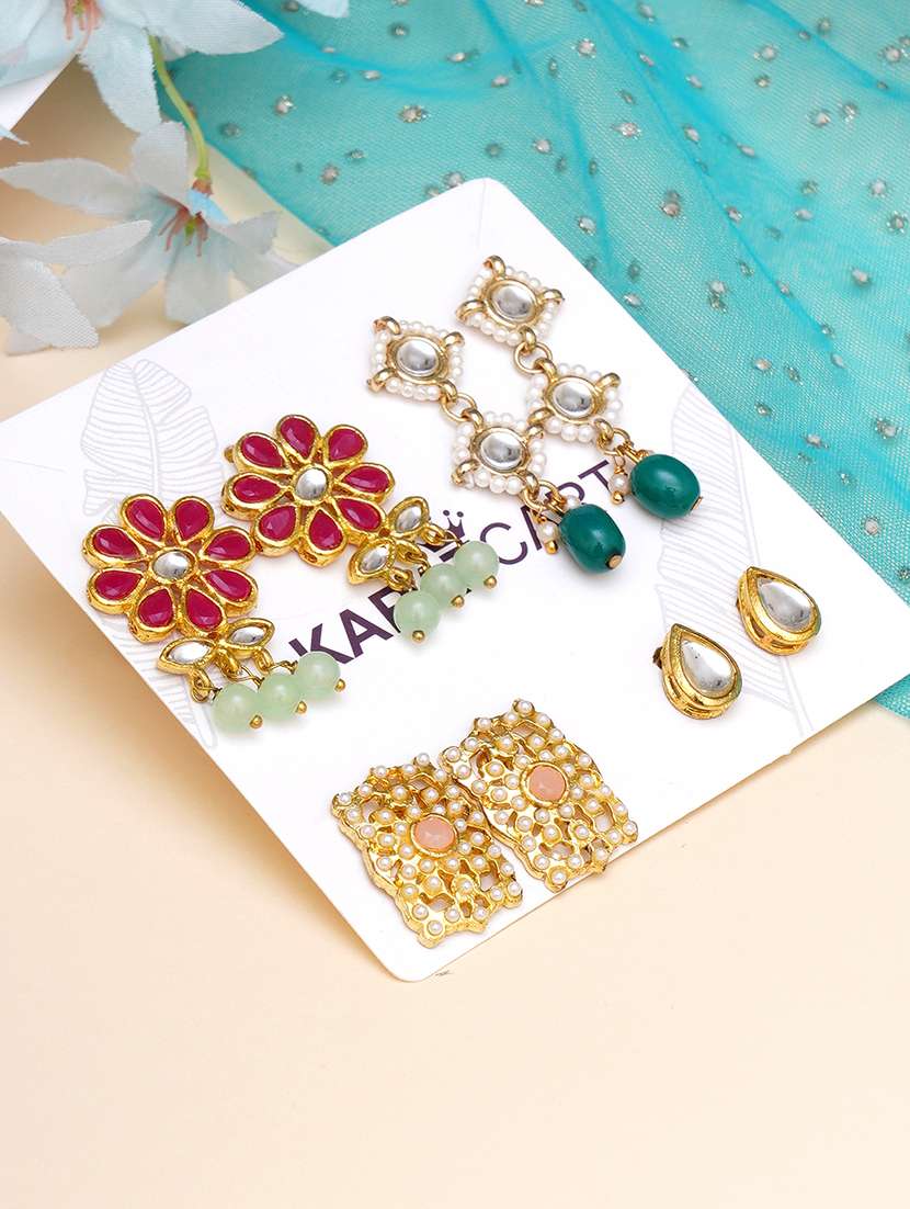 set of 4 gold plated earring - 18633048 -  Standard Image - 1
