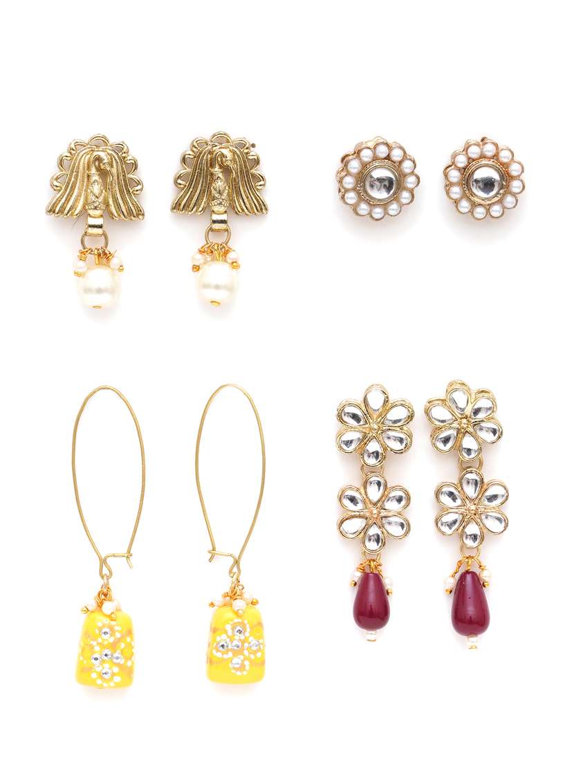 set of 4 gold plated earring