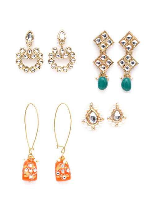 set of 4 gold plated earring - 18633052 - Standard Image - 0