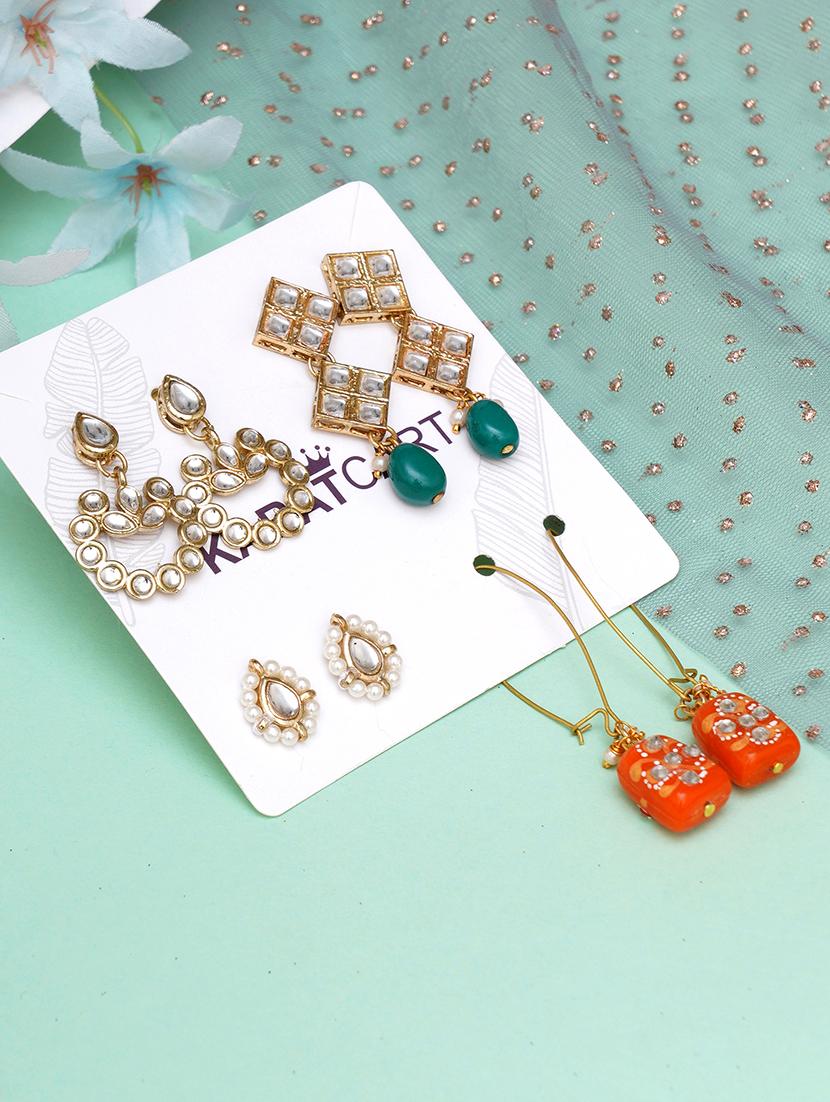 set of 4 gold plated earring - 18633052 - Standard Image - 1