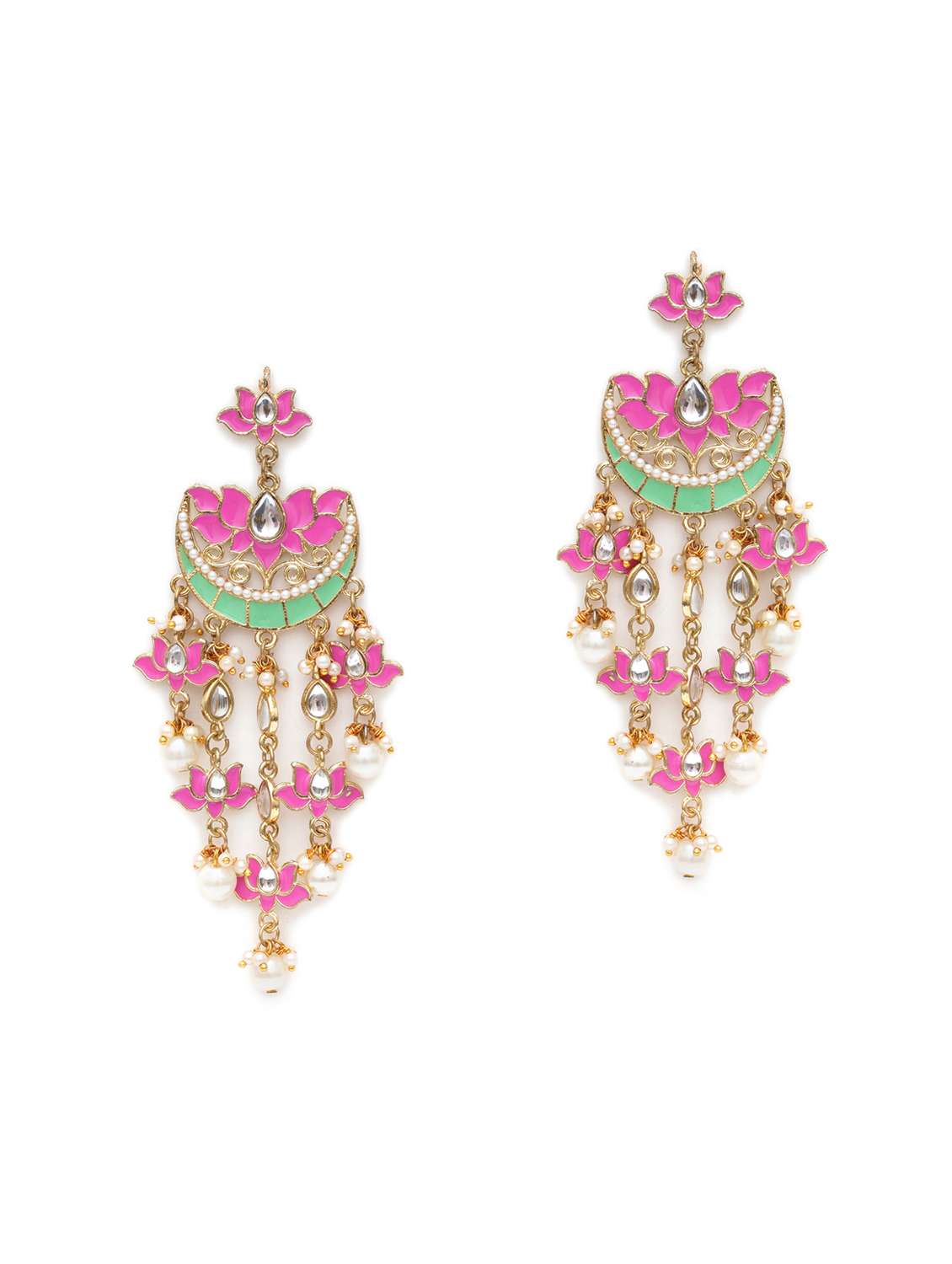 women pink & gold-toned classic chandbalis earrings - 18633241 -  Standard Image - 1
