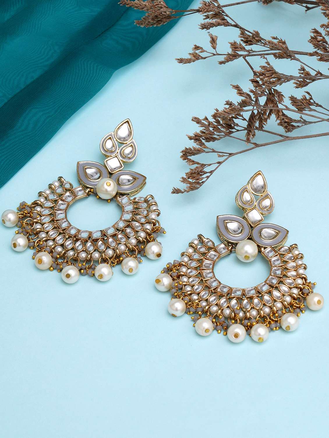 grey metal earring