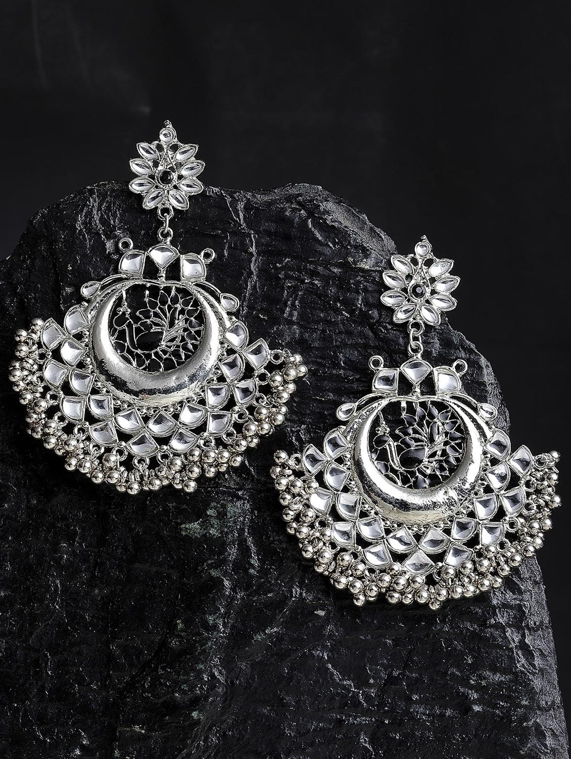 silver plated chandbali earring - 18633268 -  Zoom Image - 0