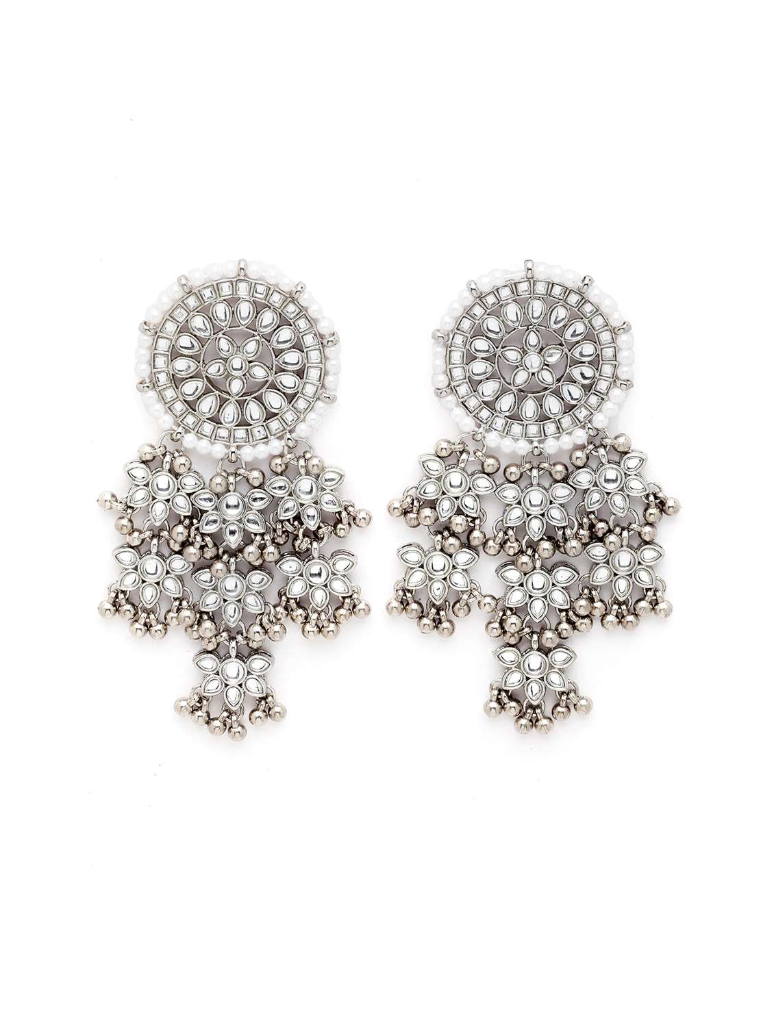 silver metal earring