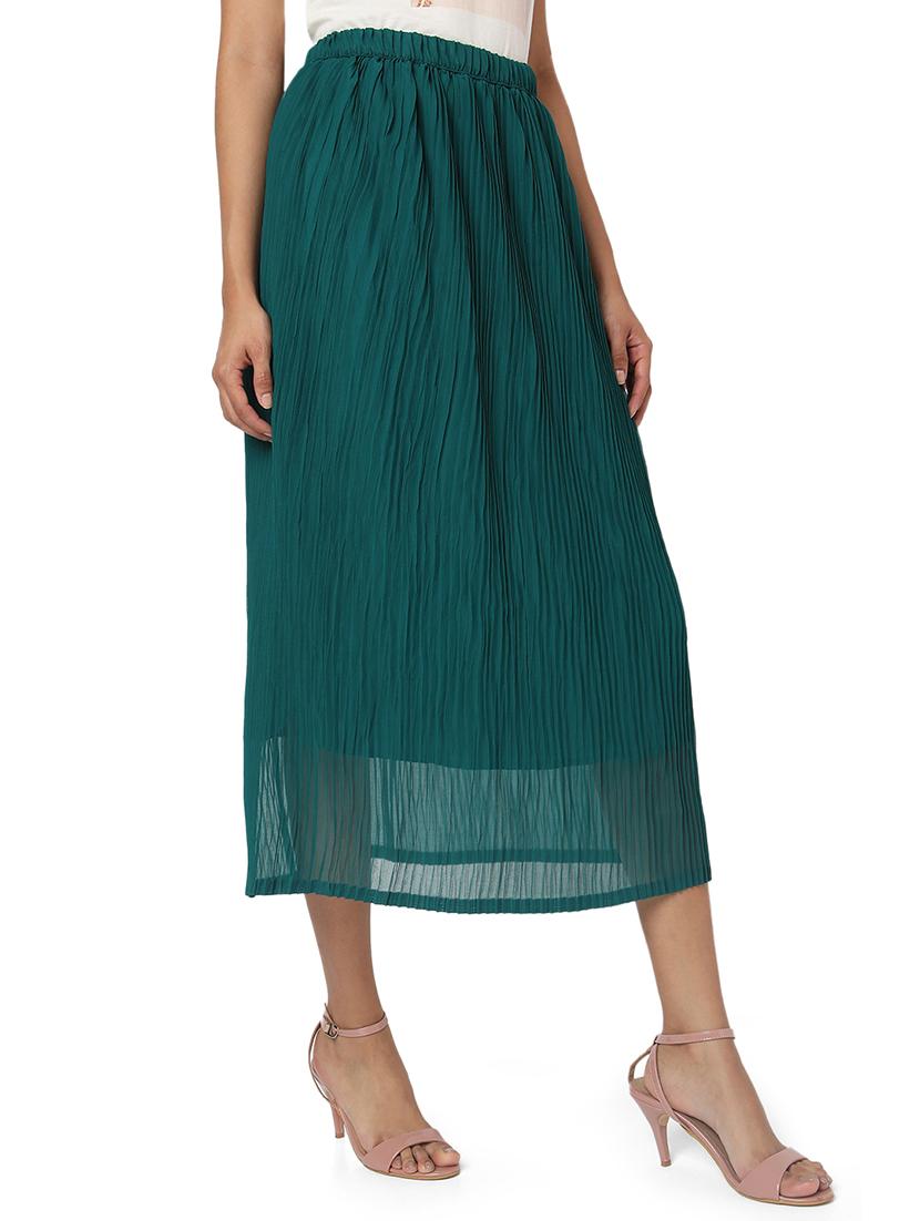 green georgette pleated skirts - 18633509 -  Standard Image - 1