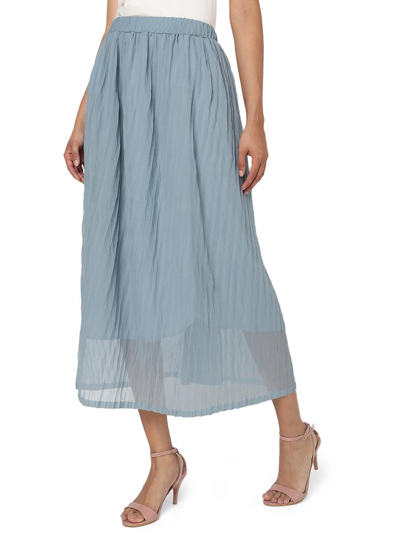 blue georgette pleated skirts - 18633510 -  Standard Image - 1
