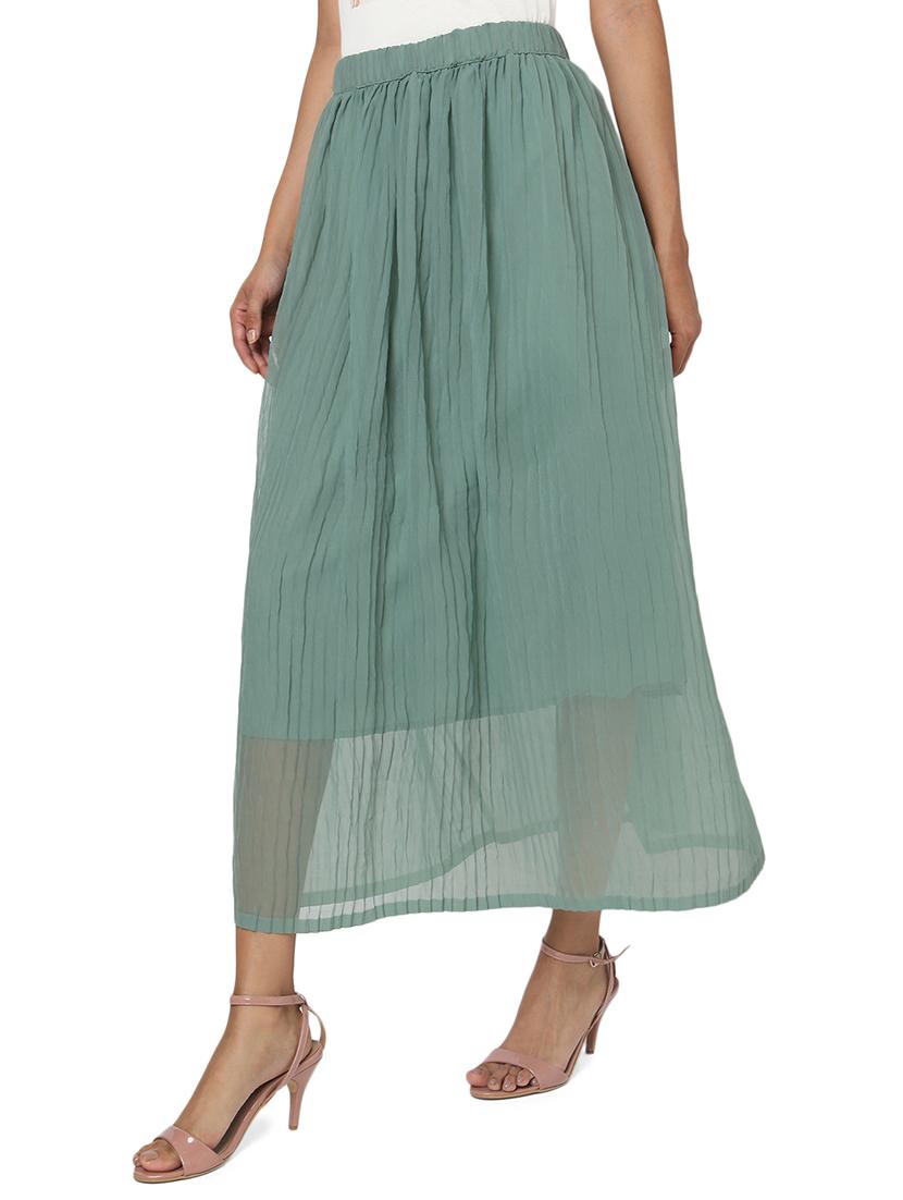 olive georgette pleated skirts - 18633511 -  Standard Image - 1