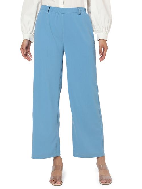 blue lycra flat front trouser - 18633518 -  Standard Image - 0