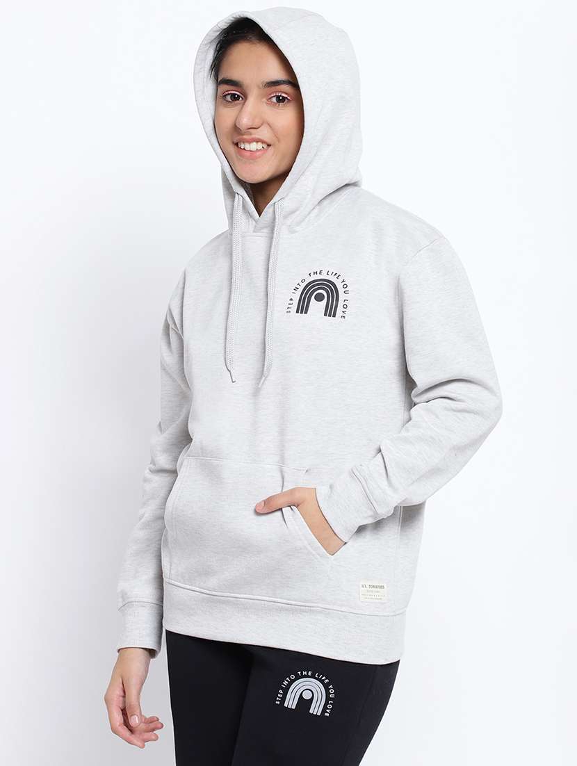placement print hood neck sweatshirt - 18633576 - Standard Image - 1