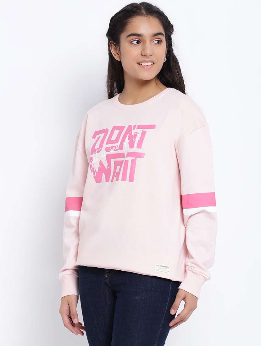 chest print round neck sweatshirt - 18633588 -  Standard Image - 1