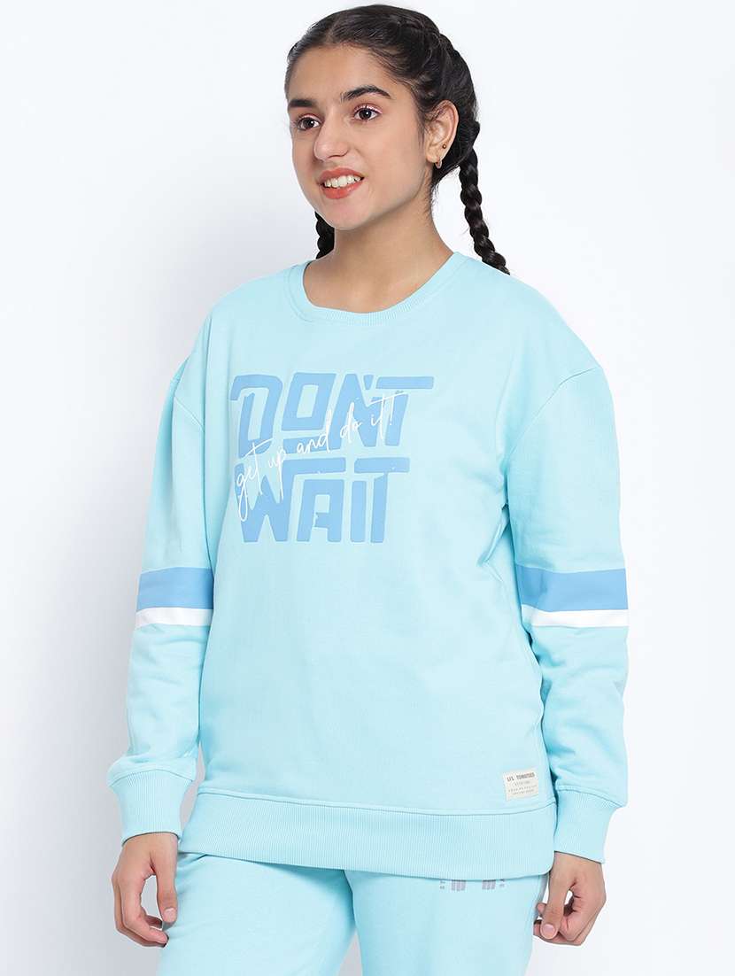 chest print round neck sweatshirt - 18633589 -  Standard Image - 1