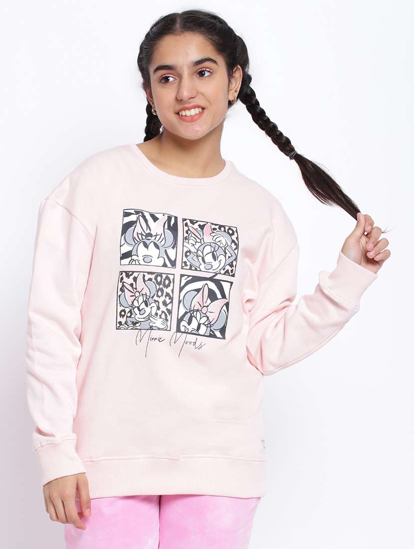front print round neck sweatshirt