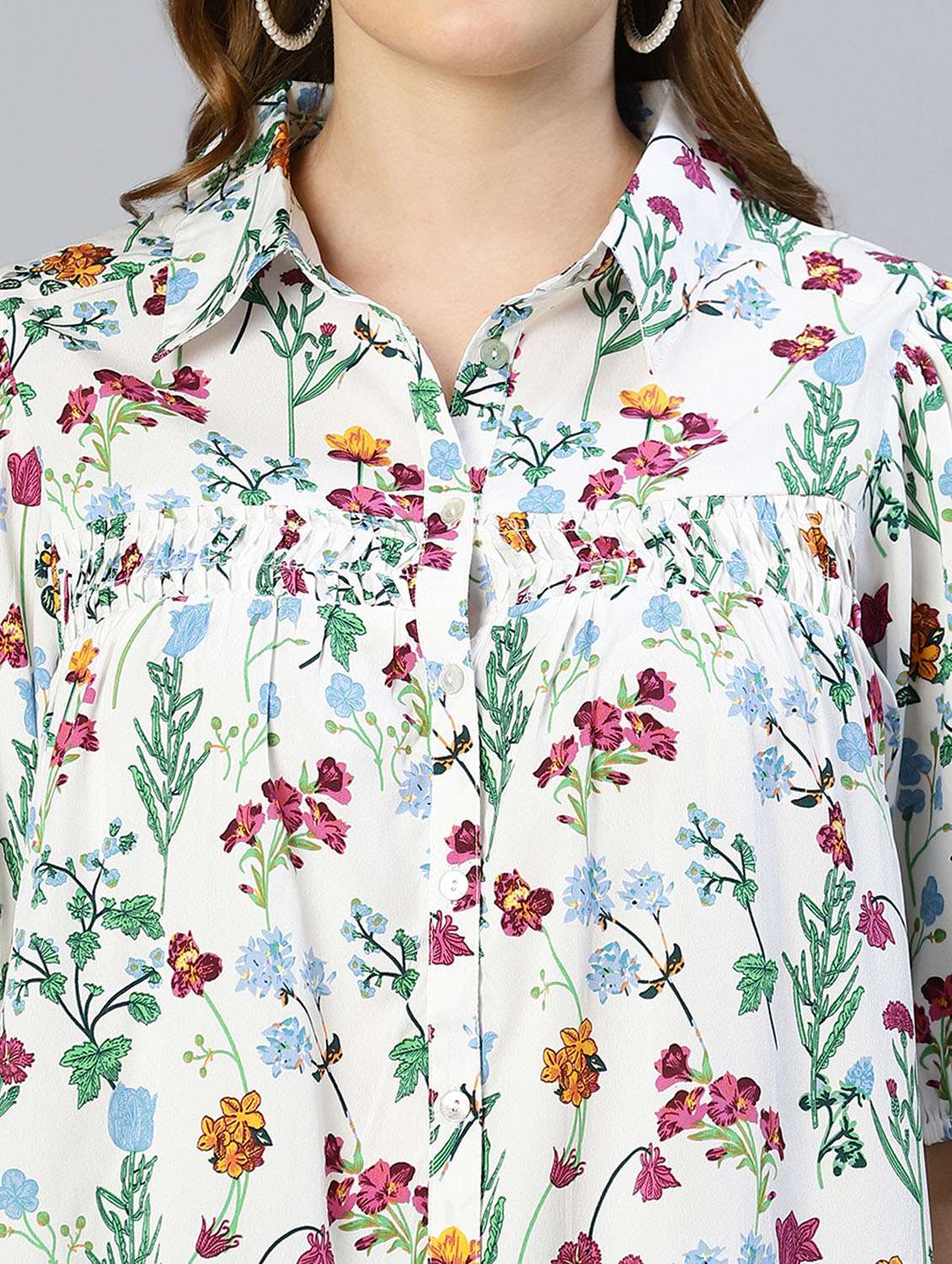 shirt collar printed regular tunic - 18633638 - Standard Image - 6