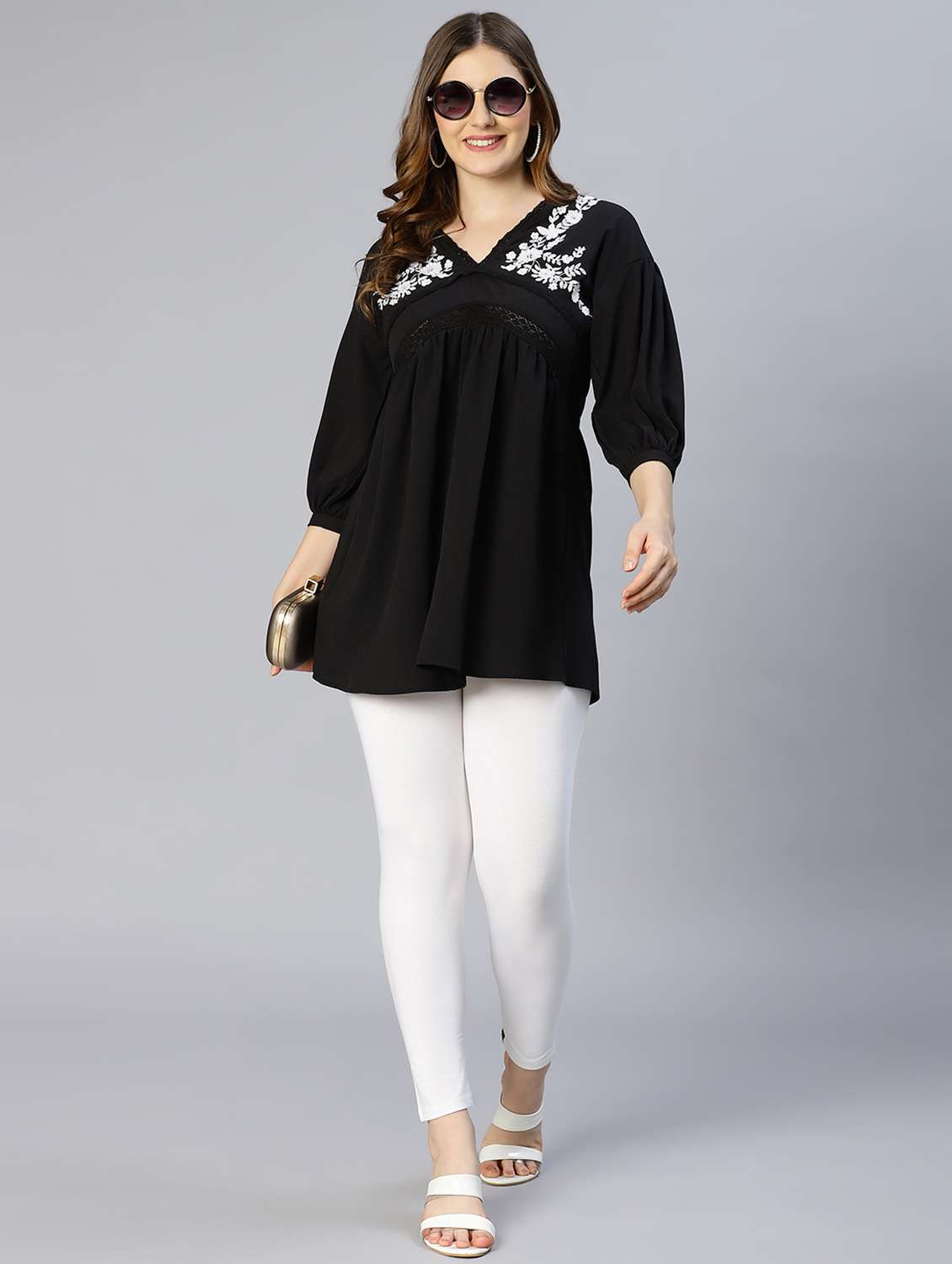 v-neck embroidered regular tunic - 18633639 -  Standard Image - 4