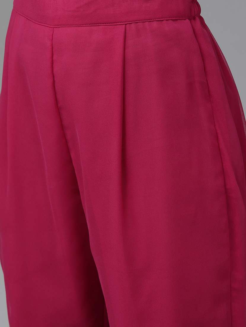 ada hand-embroidered magenta chikankari unstitched suit set - 18633686 - Standard Image - 4