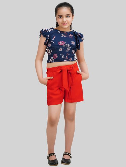 girls round neck floral shorts sets  - 18633779 -  Standard Image - 0