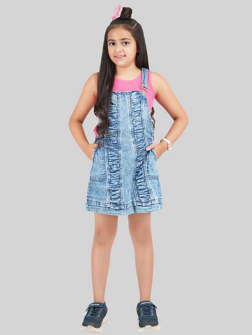 girls blue denim dungaree - 18633797 -  Standard Image - 0