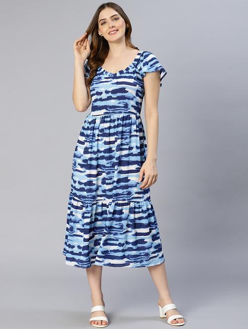 women's tiered dress color block dress - 18633955 - Standard Image - 0