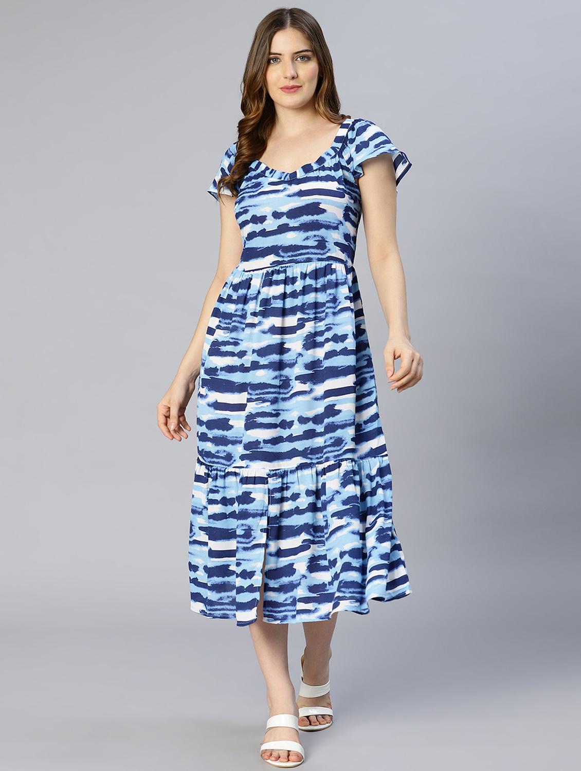 women's tiered dress color block dress - 18633955 - Standard Image - 1