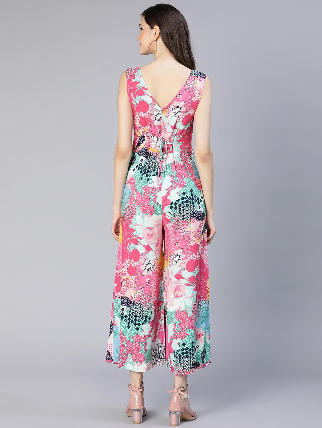v-neck printed 3/4 jumpsuit - 18634464 - Standard Image - 4