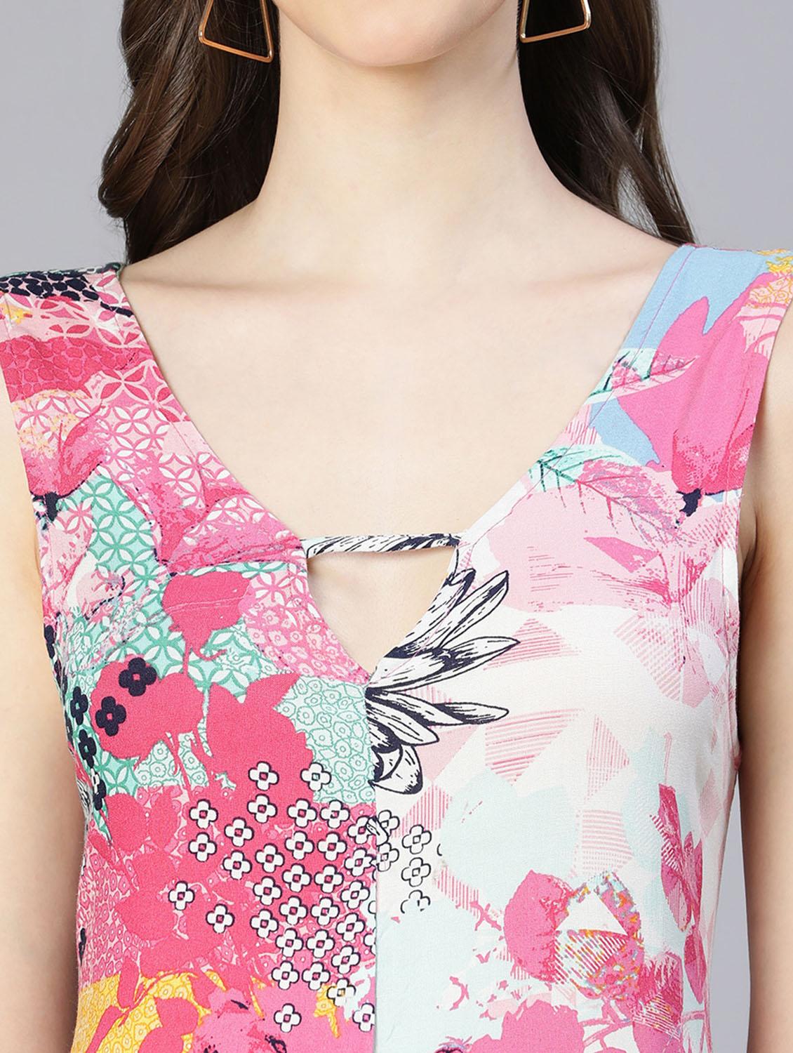 v-neck printed 3/4 jumpsuit - 18634464 - Standard Image - 6