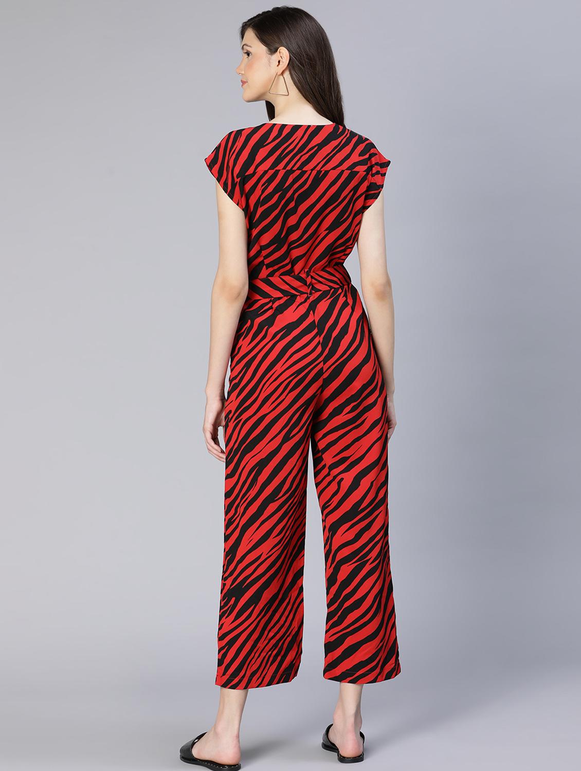 v-neck printed full leg jumpsuit - 18634465 - Standard Image - 4