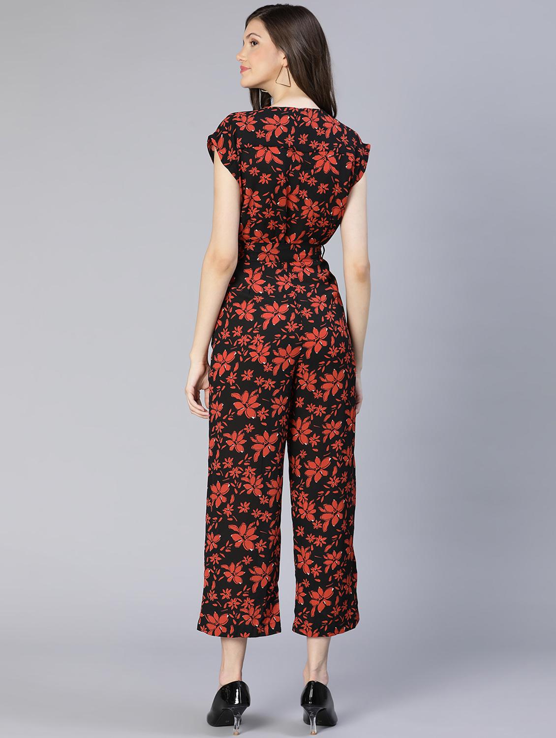 v-neck printed full leg jumpsuit - 18634466 - Standard Image - 4