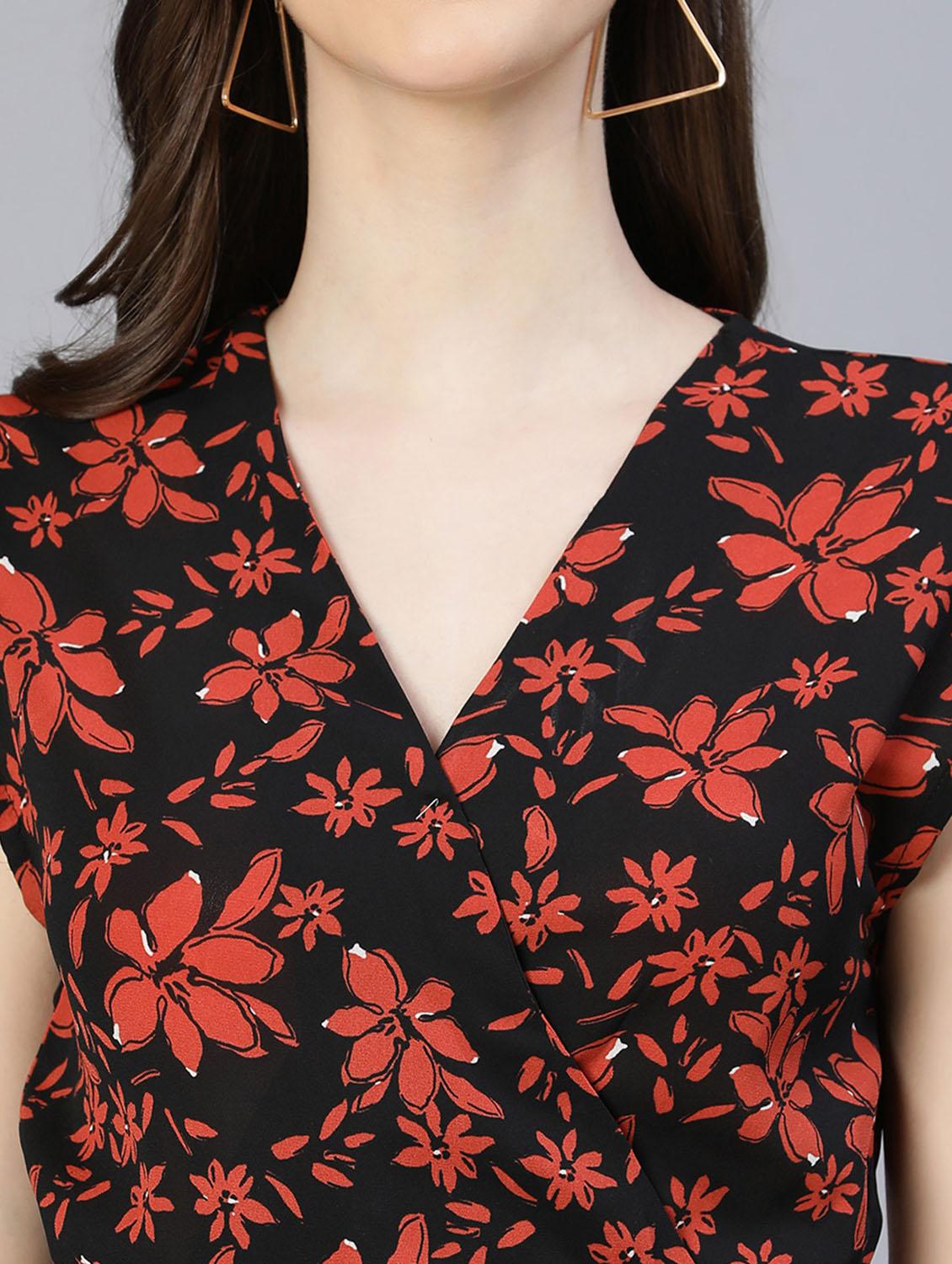 v-neck printed full leg jumpsuit - 18634466 - Standard Image - 6