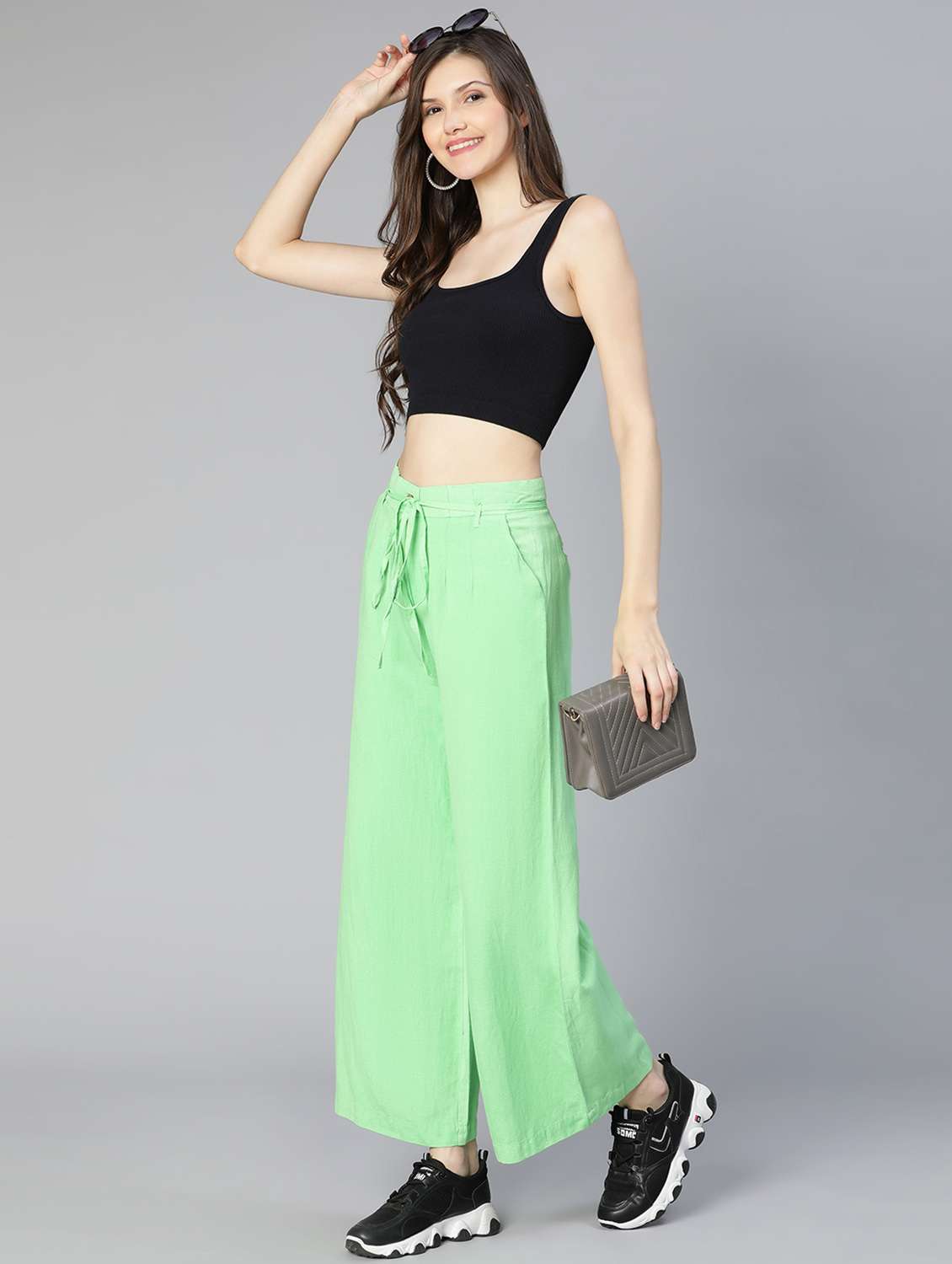 solid green pleated trouser - 18634531 - Standard Image - 4